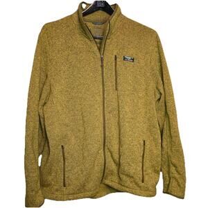 LL Bean Jacket Mens XXLT Tall Yellow Tan Sweater Fleece Full Zip Outdoors Hiking